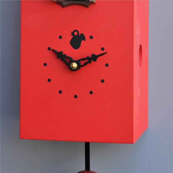 Portofino Cuckoo Clock 13x12xh30 Red Lacquered MDF Case with Brown Roof