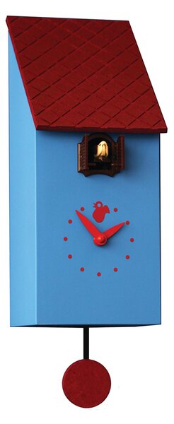 Portofino Cuckoo Clock 13x12xH30 Light Blue Lacquered MDF Case with Brown Roof