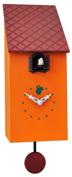 Portofino Cuckoo Clock 13x12xh30 Orange Lacquered MDF Case Brown Roof