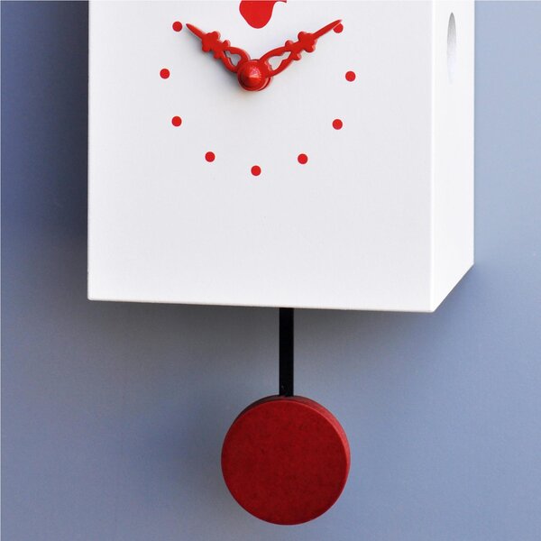 Portofino Cuckoo Clock 13x12xh30, White Lacquered MDF Case, Ral 9010, Brown Roof
