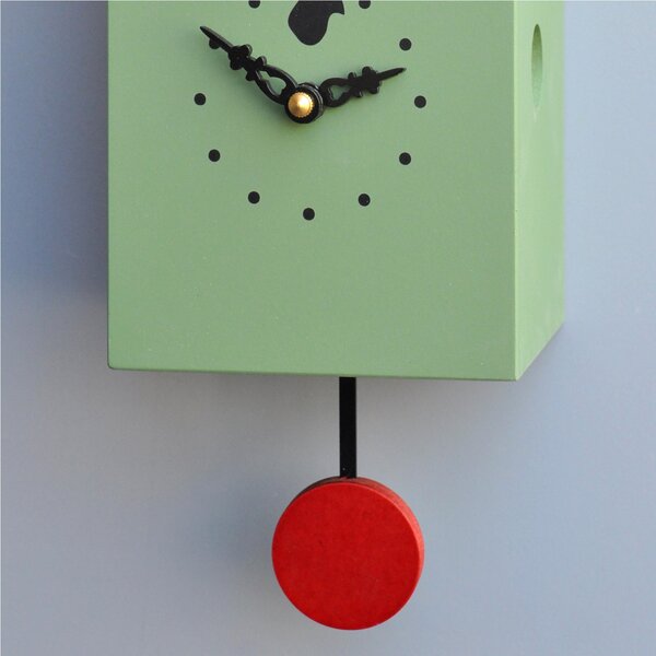 Portofino Cuckoo Clock 13x12xh30 Green Lacquered MDF Case, Ral6011 Brown Roof