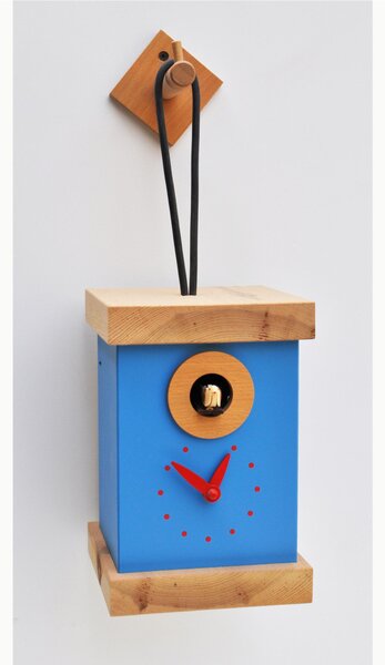 TITTI Cuckoo Wall Clock 13x13xh20 cm, MDF Case Blue RAL 5012