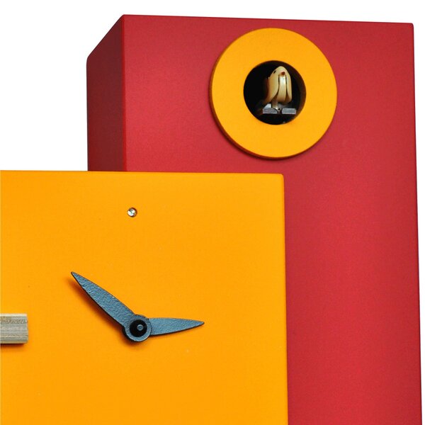 The Guardian Cuckoo Clock 25x12xh23 MDF Case with Yellow Red Birch Details
