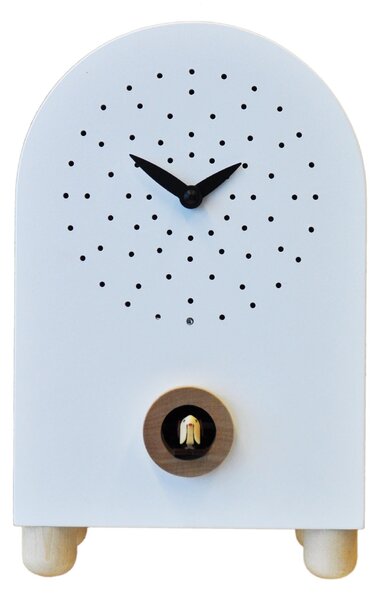 Marconi Cuckoo Clock Tabletop 17x11xh27 with Maple Wood Details in White Colour