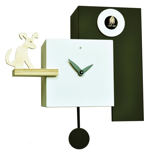 The Guardian Cuckoo Clock 25x12xh23 MDF Case with Birch Details in Black and White