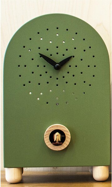 Marconi Cuckoo Clock for Placement 17x11xh27 with Maple Wood Details in Green Colour