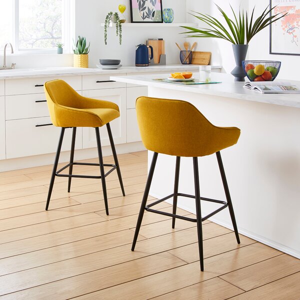 Radleigh Bar Stool, Yellow Ochre Linen Ochre