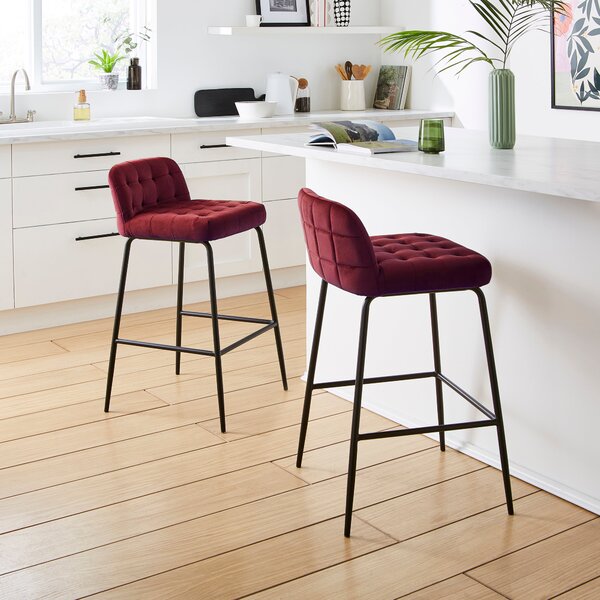 Bodie Counter Height Bar Stool, Velvet Mulberry