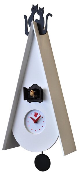 Wall Cuckoo Clock Kittens 25x11xh55 White Lacquered MDF Case