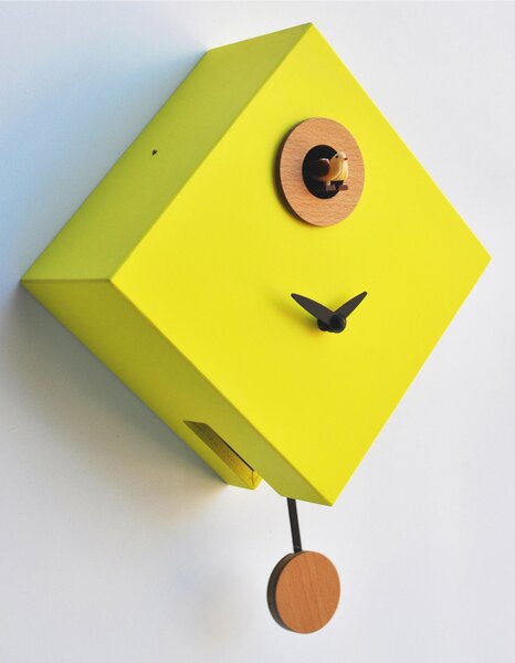 Cuckoo Clock with ROMBINO Pendulum in Precious Wood 25x11xh25 cm Sulphur Yellow Colour