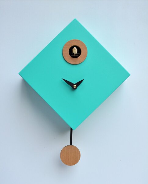 Cuckoo Clock with ROMBINO Pendulum in Fine Wood 25x11xh25 cm Light Green Colour