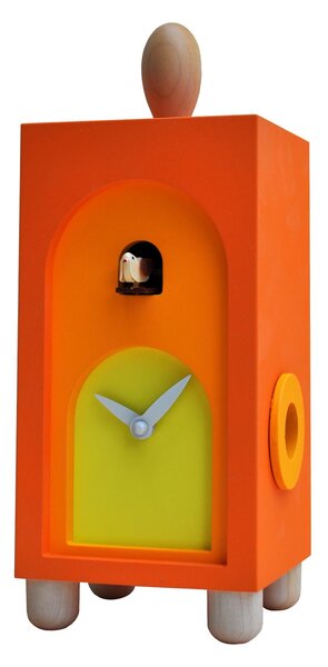 Cuckoo Clock for Placement 12x11xh31 with Solid Wood Details in Orange Colour