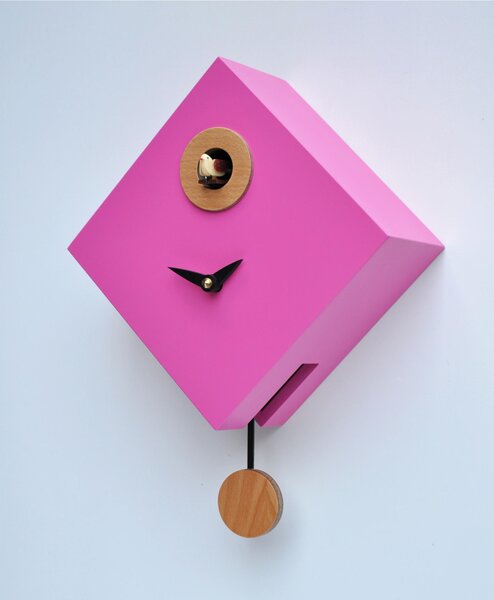 Cuckoo Clock with ROMBINO Pendulum in Fine Wood 25x11xh25 cm Purple Erika Colour