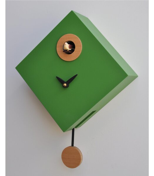 Cuckoo Clock with ROMBINO Pendulum in Fine Wood 25x11xh25 cm, May Green Colour