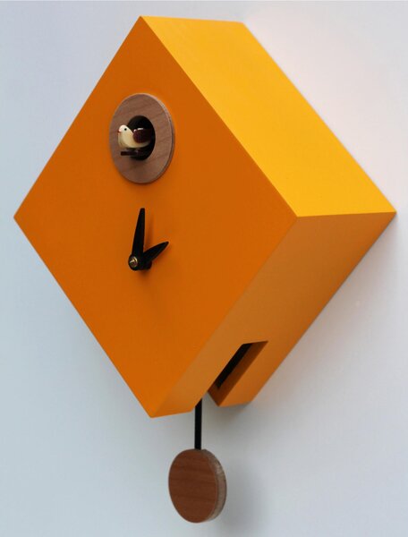 Cuckoo Clock with ROMBINO Pendulum in Fine Wood 25x11xh25 cm Melon Yellow Colour
