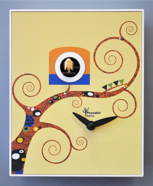 Wall Clock, D'Apres GUSTAV KLIMT 16.5x10xh20 cm White Lacquered MDF Case