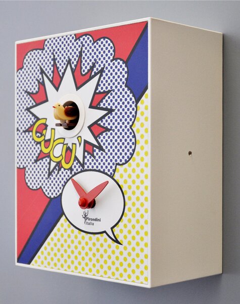Wall Clock, D'Apres Roy Lichtenstein 16.5x10xh20 cm White Lacquered MDF Case