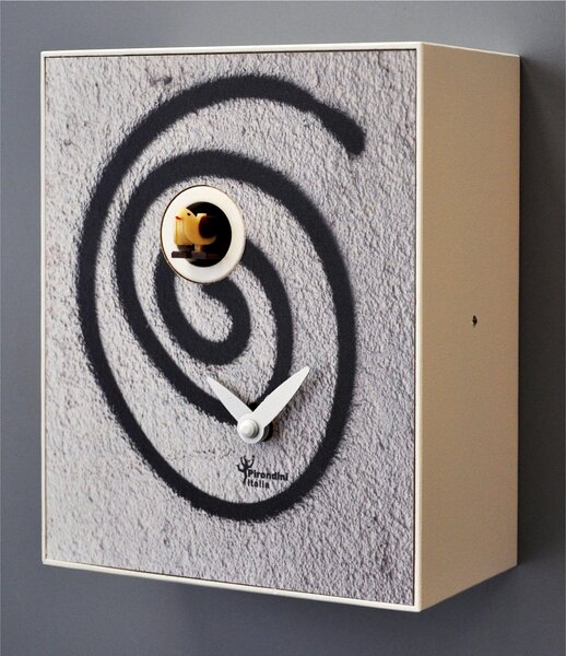 Cuckoo Wall Clock, Graffiti 16.5x10xh20 cm, White Lacquered MDF Case - dapres