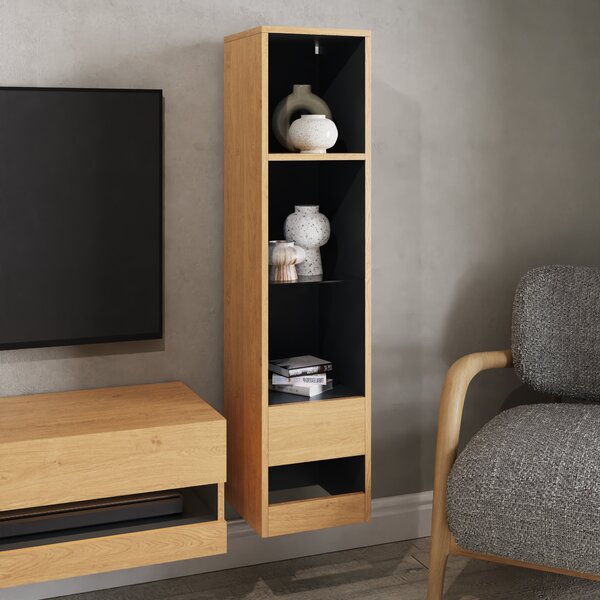 Delta Tall Shelving Unit with LEDs Oak