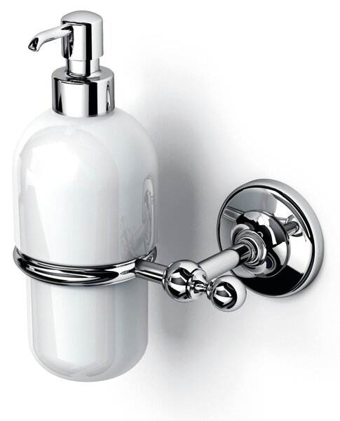 Suspended Brass and Porcelain Soap Dispenser British 13x11.5xh15.54 cm Classic English Style Early 20th Century Polished Stainless Steel Finish