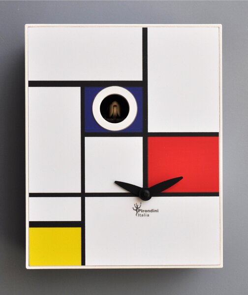 Wall Clock, D'Appres MONDRIAN 16.5x10xh20 cm, Lacquered MDF Case in BLUE Colour