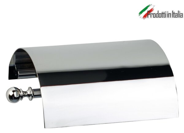 Toilet Roll Holder with Lid British Stainless Steel 16x13xh6.00 cm Classic English Style Early 20th Century Polished Stainless Steel Finish