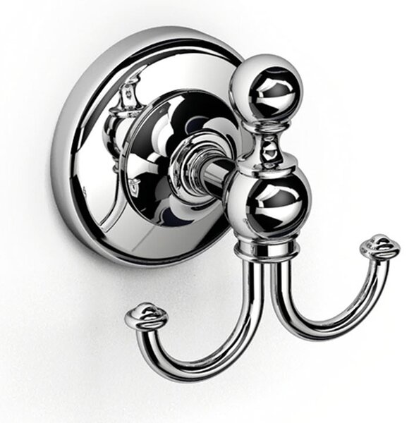 Double Coat Hook BRITISH 6.0x8.0xh8.00 cm Classic English Style Early 20th Century in Polished Stainless Steel