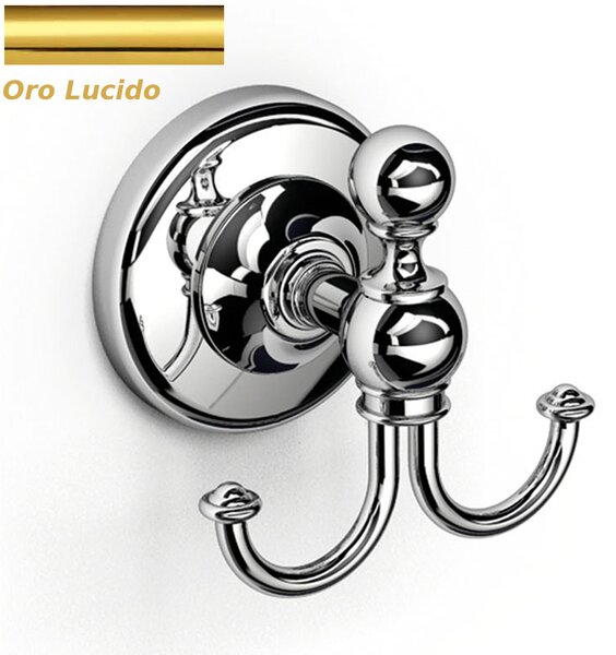 Double Coat Hook BRITISH 6.0x8.0xh8.00 cm Classic English Style Early 20th Century in Shiny Gold