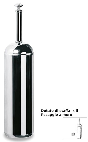 Polished Stainless Steel Toilet Brush Holder, Freestanding or Wall Mounted, Dimensions 8x8x h 35.5 cm LIBERTY Polished Stainless Steel