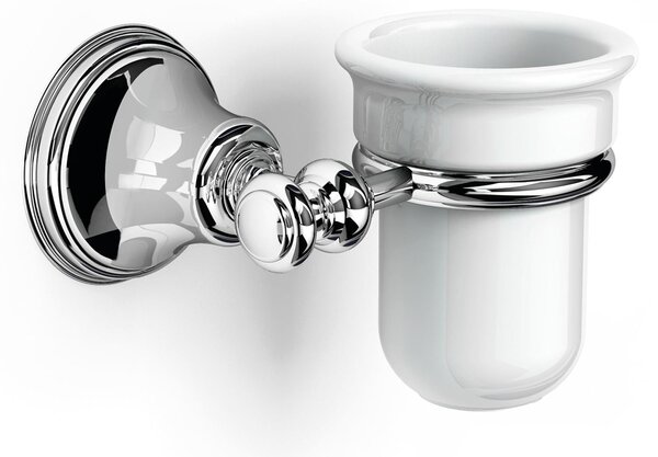 Suspended Porcelain Cup Holder 14x12xh10.50 cm Liberty Porcelain with Polished Stainless Steel Finish