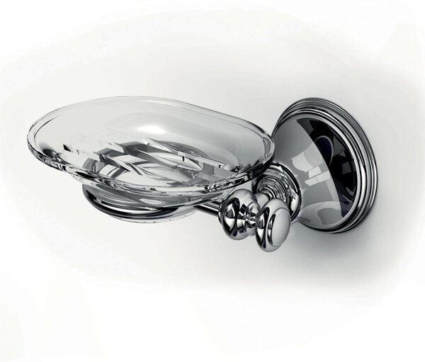 Suspended Chrome Soap Dish LIBERTY 17.5x12.5xh7 cm with Tempered Glass Container
