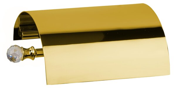 Toilet Roll Holder with Lid Madras Oriente Line 16x13xh6 cm Polished Gold and Clear Crystal Swarovski Swarovski