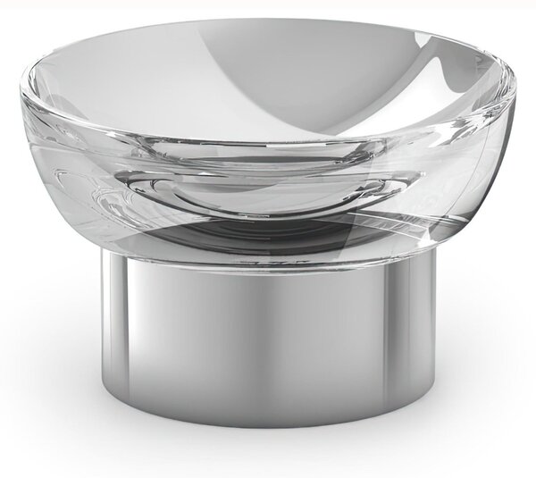 LAPIANA Freestanding Soap Dish 13x13xh8.4 cm in Polished Stainless Steel and Glass