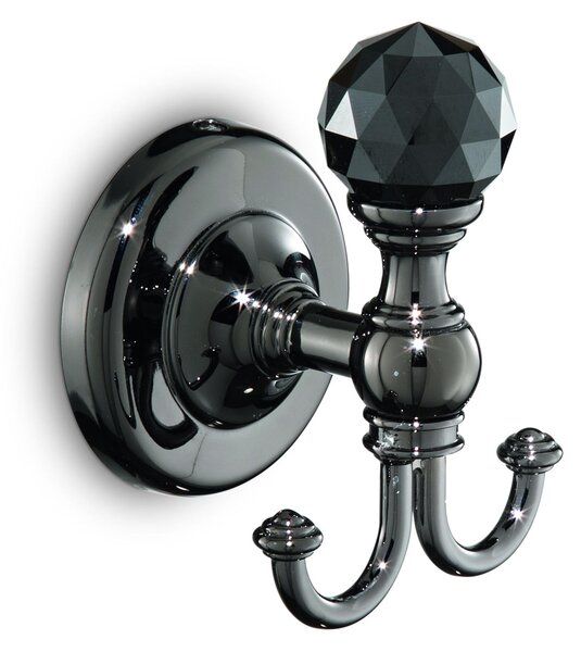 MADRAS ORIENTE Hook Line 7x6.5xh9 cm CHROME Black Gloss and Swarovski