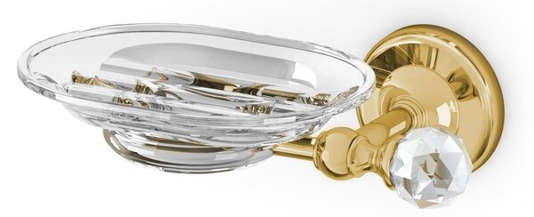 Suspended Soap Dish Linea MADRAS ORIENTE 14x12.5xh11 cm Polished Gold and Transparent Crystal Swarovski Made in Italy