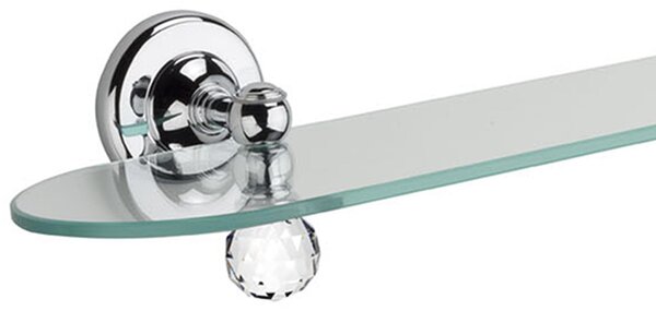 Wall Shelf 60x13.5xh8.0 cm MADRAS ORIENTE Line Chrome and Swarovski, polished chrome finish, Made in Italy