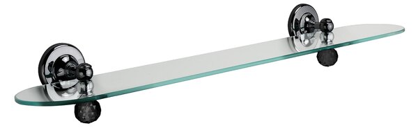 Wall Shelf 60x13.5xh8.0 cm MADRAS ORIENTE Line in Black Chrome and Black Swarovski Finish and Design, Made in Italy