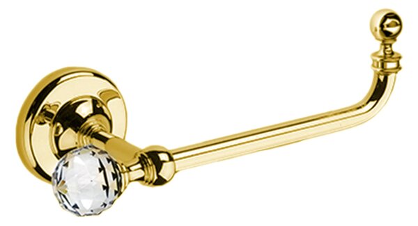 MADRAS ORIENTE Toilet Roll Holder 21.5x9xh6.5 cm Polished Gold Finish and Clear Crystalline Swarovski