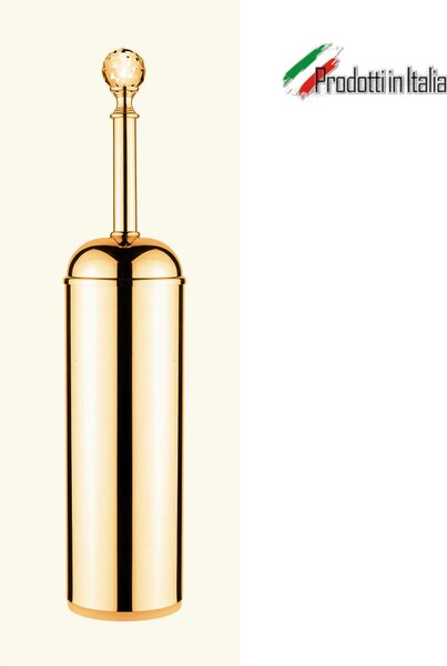 MADRAS ORIENTE Toilet Brush Holder 8x8xh37 cm Shiny Gold and Clear Crystal Swarovski
