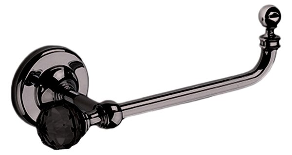 MADRAS ORIENTE Toilet Roll Holder 21.5x9xh6.5 cm Chrome Black and Black Swarovski, Polished Chrome Finish, Made in Italy