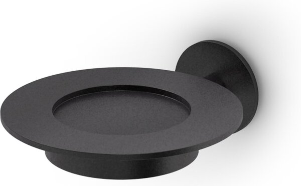 Suspended Soap Dish in Steel Oslo Round 11x13.5xh4.6 cm Minimalist Style Matte Black Powder Coated Aluminium