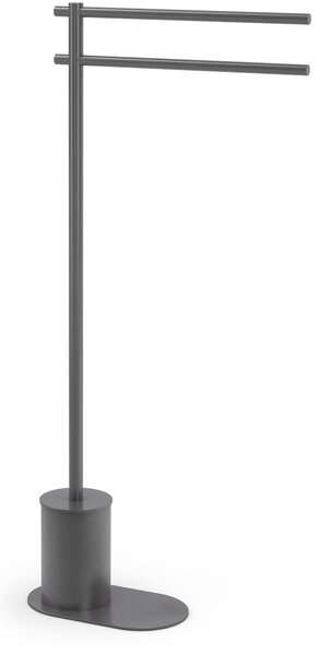 Double Articulated Towel Stand 41.3x14xh85.3 cm with Brass Core Minimalist Design Matte Black Painted - Oslo