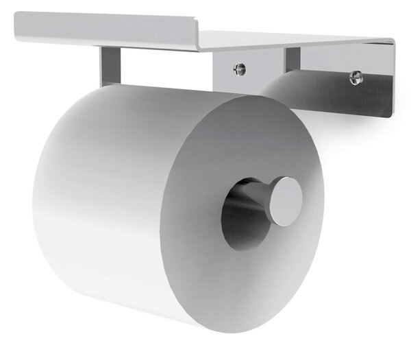 304 Stainless Steel Toilet Roll Holder with Shelf, LA PIANA Series, Size 14.5x14.3xh10.3 cm, Polished Finish, Made in Italy - LA PIANA