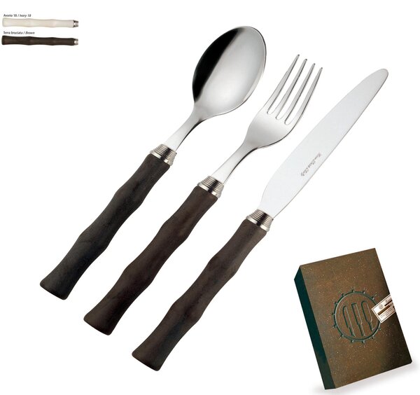 Coloured Cutlery Set 24 Pieces ACQUA in 18/10 Stainless Steel with Methacrylate Handle in Ethnic Packaging