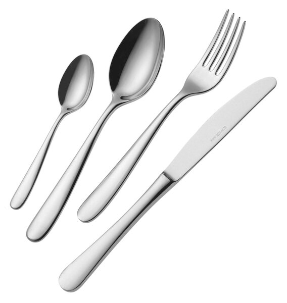 Beta 4-Piece Stainless Steel Cutlery Set: 1 Knife, 1 Fork, 1 Spoon, 1 Teaspoon, 18/10 Steel with Mirror Polish Finish, 4.0mm Thickness