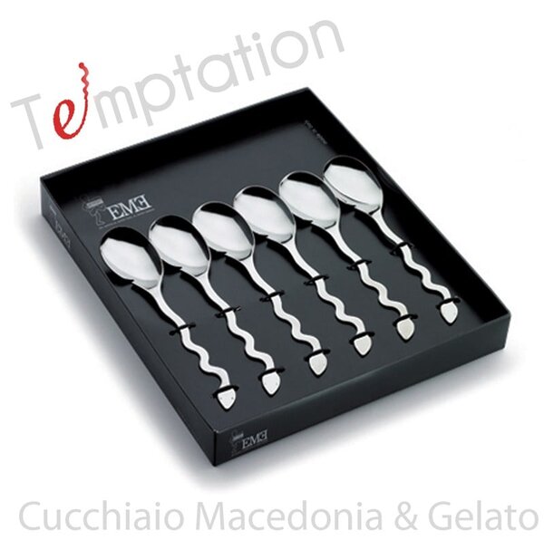 Temptation Dessert Spoon 6 Pieces 140 mm in 18/10 Stainless Steel Mirror Polished 2 mm Thickness