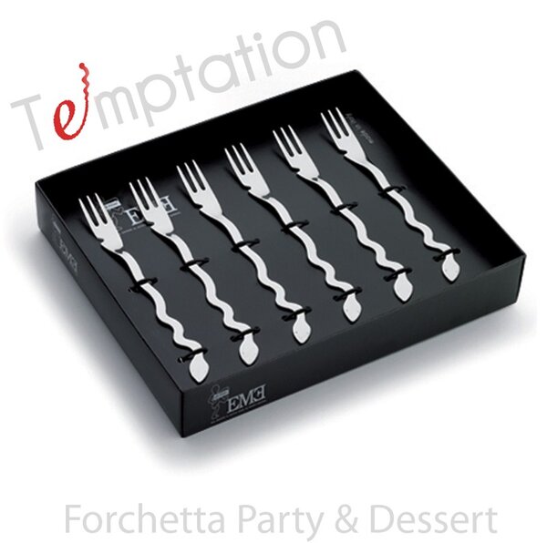 Temptation Party Forks 6 Pieces in 18/10 Stainless Steel Mirror Polished 2 mm Thickness
