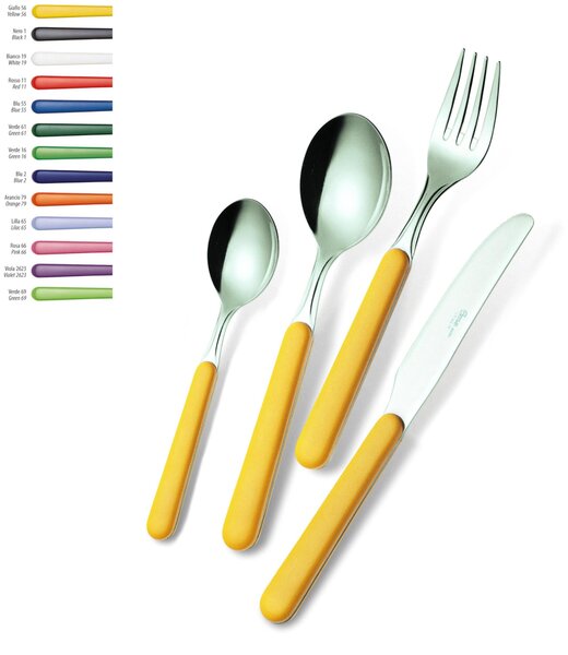 Bonita 4-Piece Colourful Cutlery Set Including 1 Knife, 1 Fork, 1 Spoon, 1 Teaspoon Made of 18C Stainless Steel