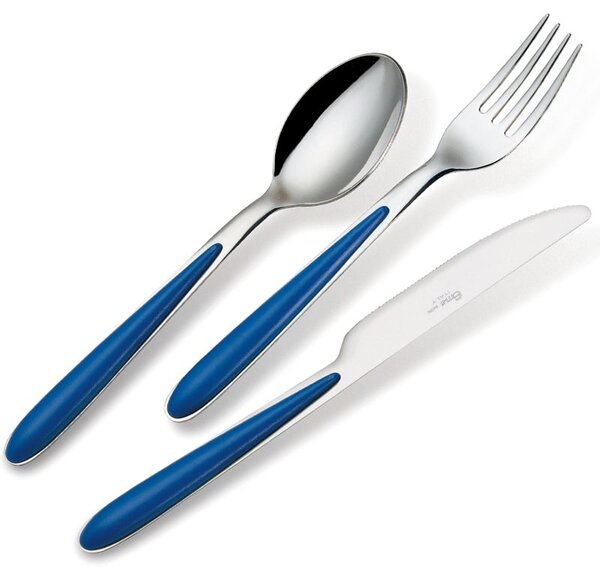 Caribe Colourful Cutlery Set 4 Pieces: 1 Knife, 1 Fork, 1 Spoon, 1 Coffee Spoon in 18c Steel