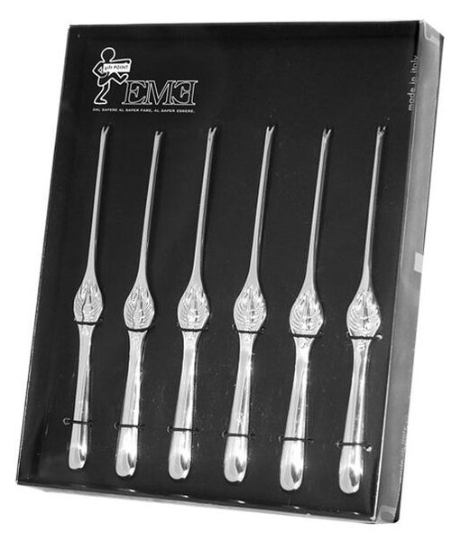 Lobster Forks Set 6 Made of 1810 Mirror Polished Stainless Steel in Gift Packaging